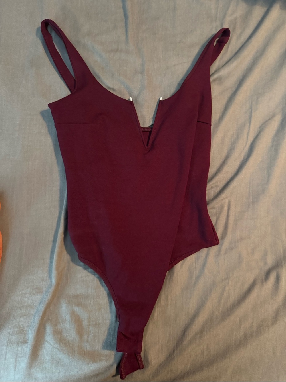 Lulu's Wine Burgundy V-Neck One-Piece Bodysuit